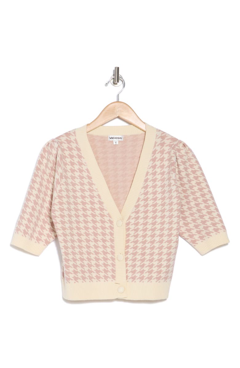 Vigoss Houndstooth Cardigan Sweater, Alternate, color,
