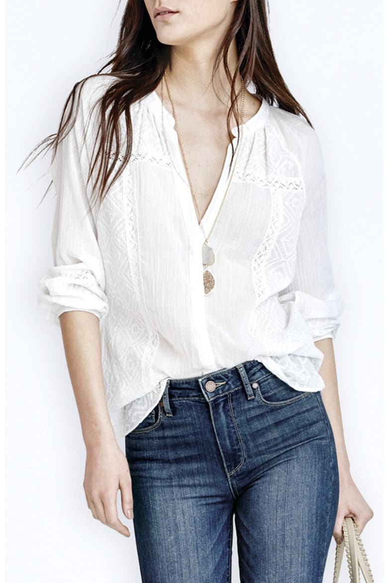 'Deandra' Embroidered Cotton Top, Main, color, BLANC