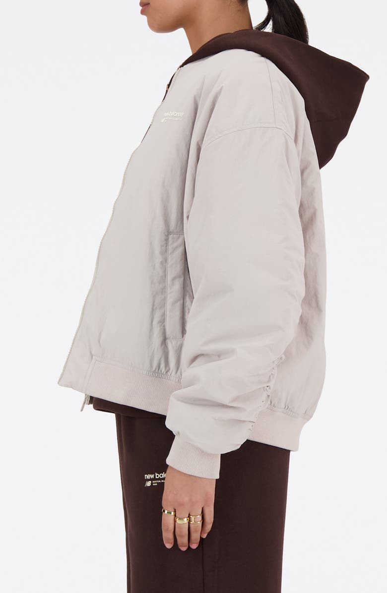 New Balance Linear Heritage Woven Bomber Jacket, Alternate, color, Grey