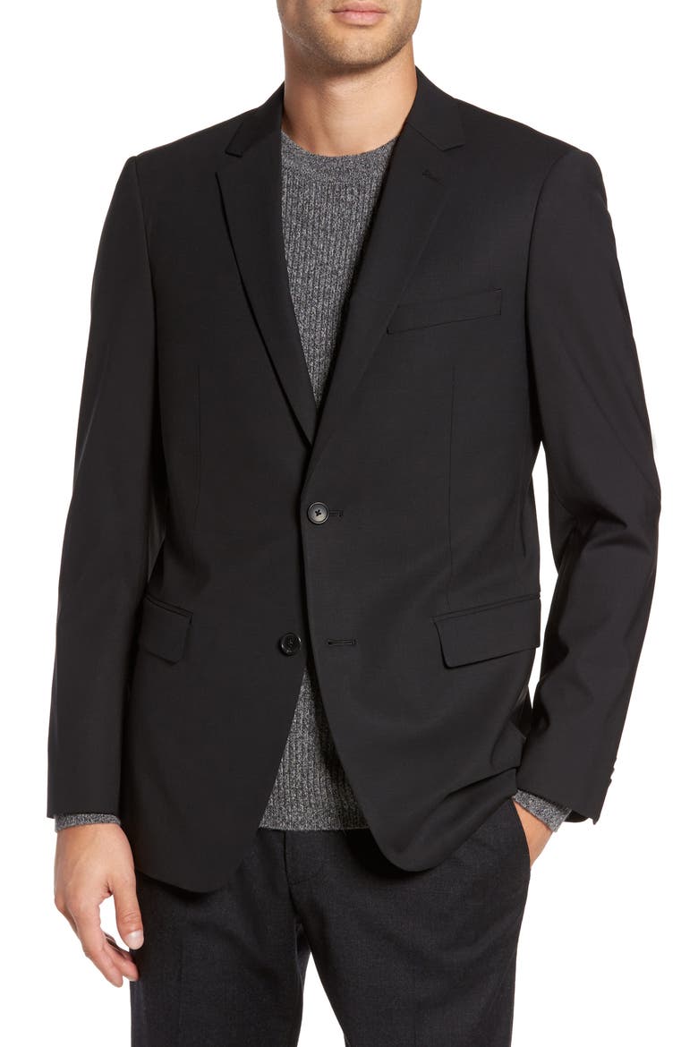 'Wellar New Tailor' Trim Fit Wool Blend Sport Coat, Main, color, BLACK