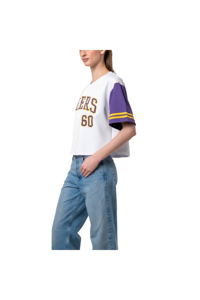 Women's Established & Co. White LSU Tigers Baseball Jersey Cropped T-Shirt, Alternate, color, White
