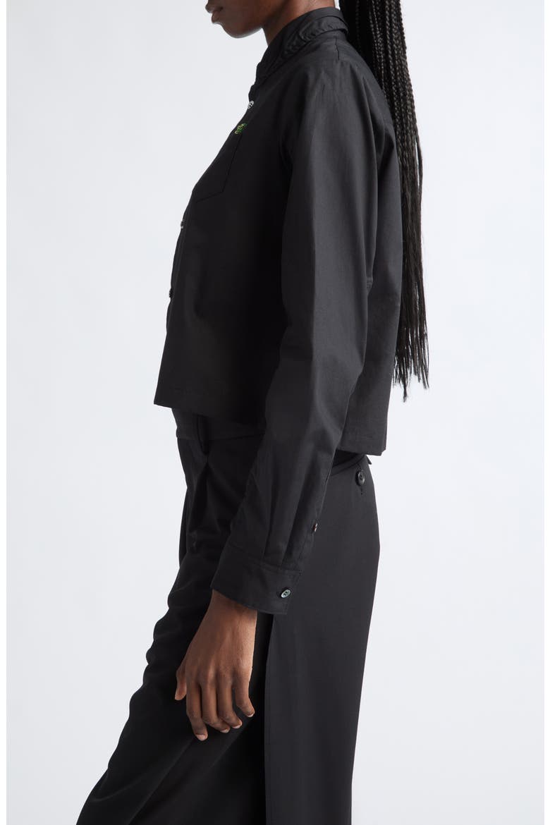 Boxy Crop Cotton Button-Up Shirt, Alternate, color, BLACK