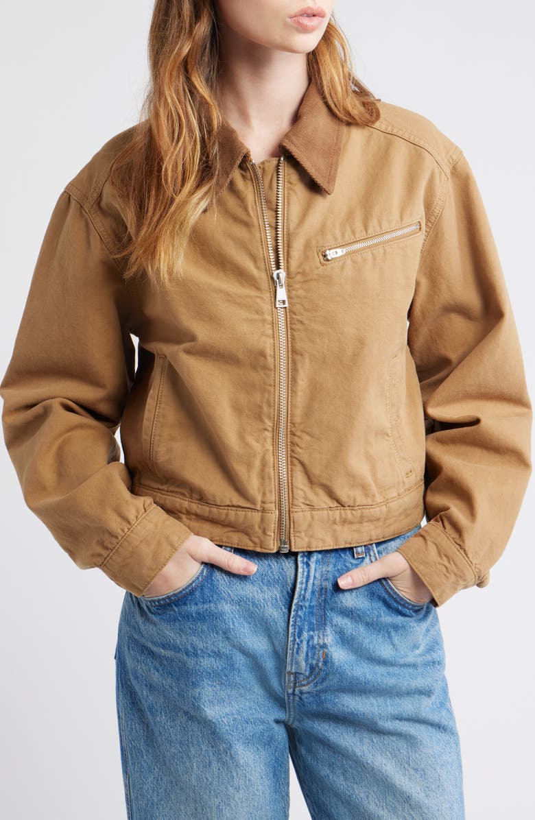 Reformation Briar Crop Utility Jacket, Alternate, color, Tawny