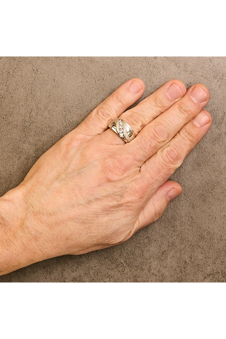Men's Silver 1/2 Cttw Diamond Channel Set 3-Stone Band Ring, Alternate, color, White