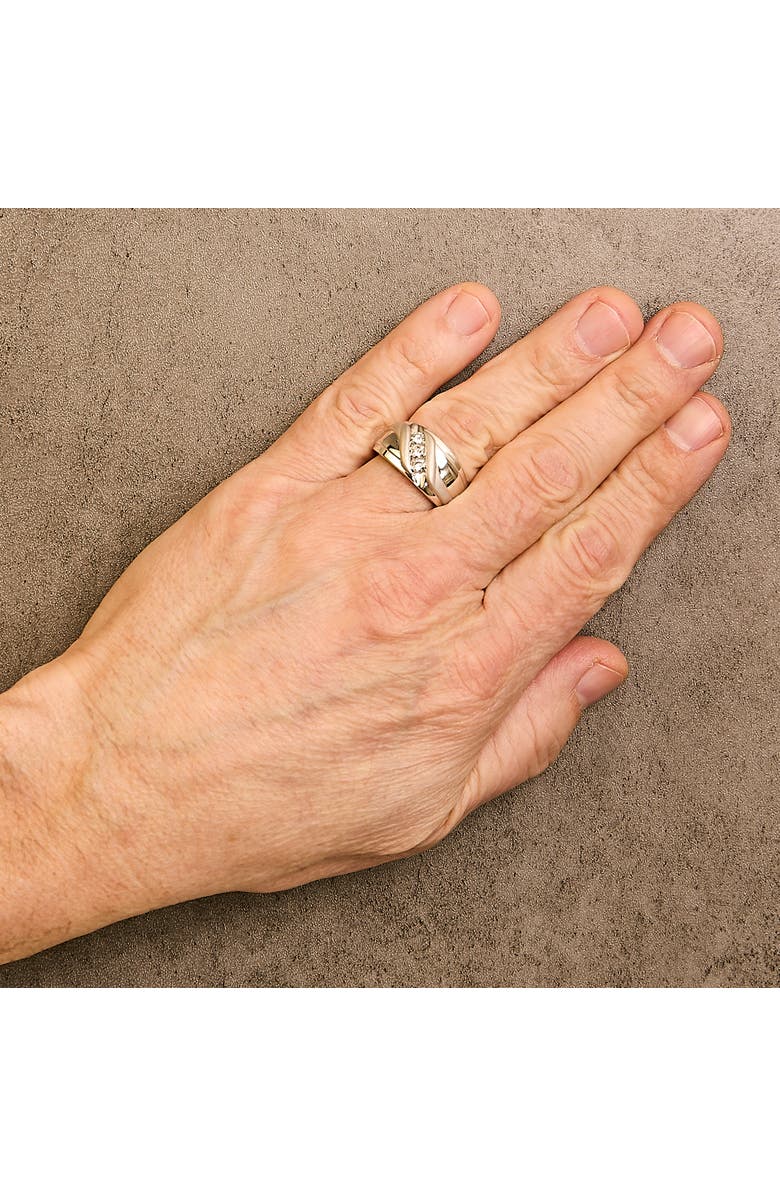 Haus of Brilliance Men's Silver 1/2 Cttw Diamond Channel Set 3-Stone Band Ring, Alternate, color, White