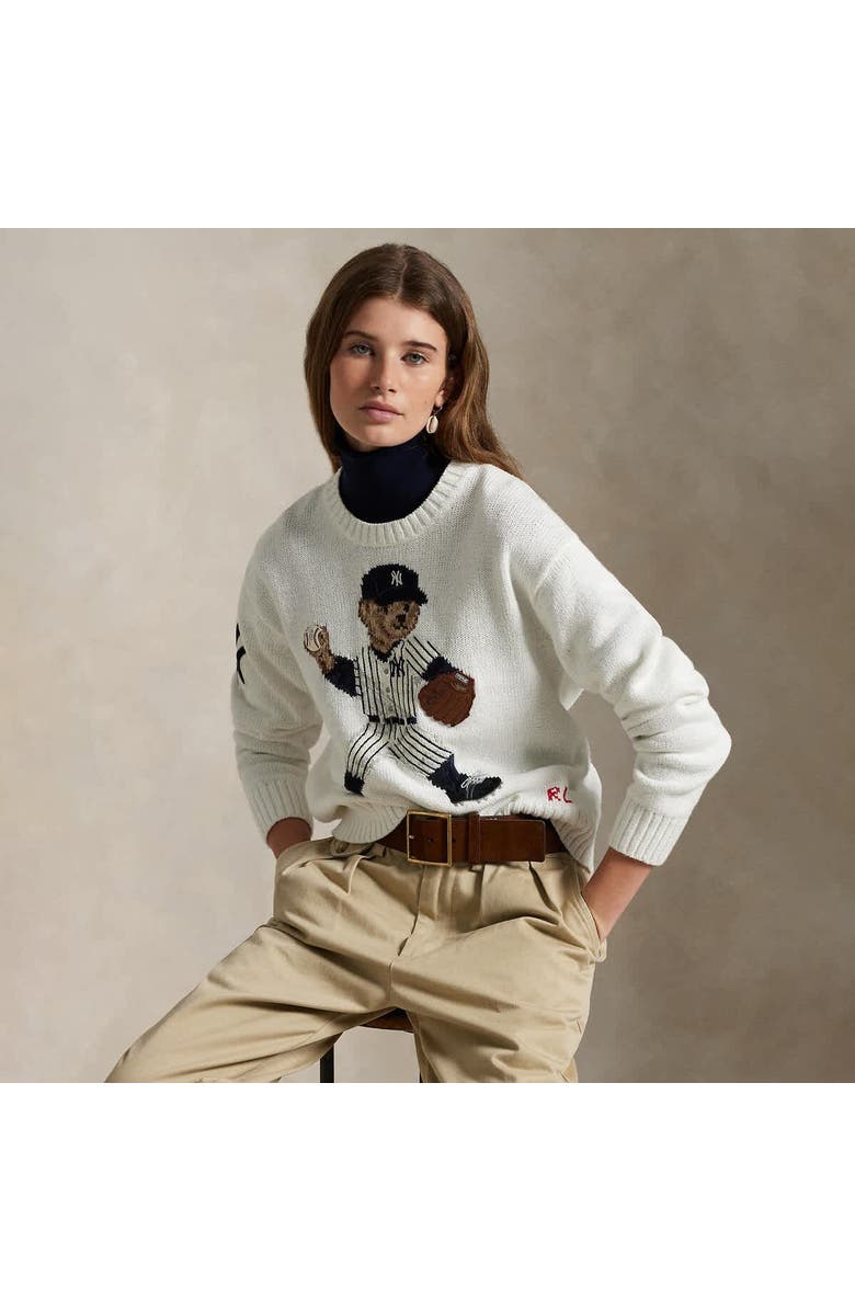 Polo Ralph Lauren White Yankees Sweater, Main, color,