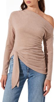 ASTR the Label One-Shoulder Tie Hem Knit Top