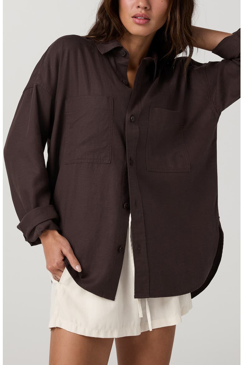 Trestles Twill Button-Up Shirt, Main, color, FRENCH ROAST