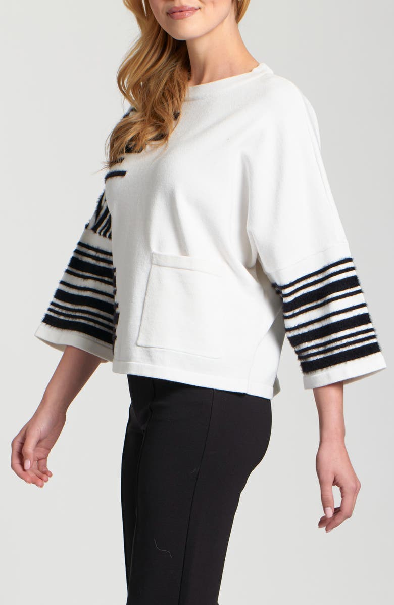 APNY Fuzzy Stripe Relaxed Fit Sweater, Alternate, color, Off White/ Black