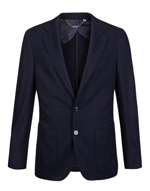 Nappa Leather Detail Cashmere Blazer Men