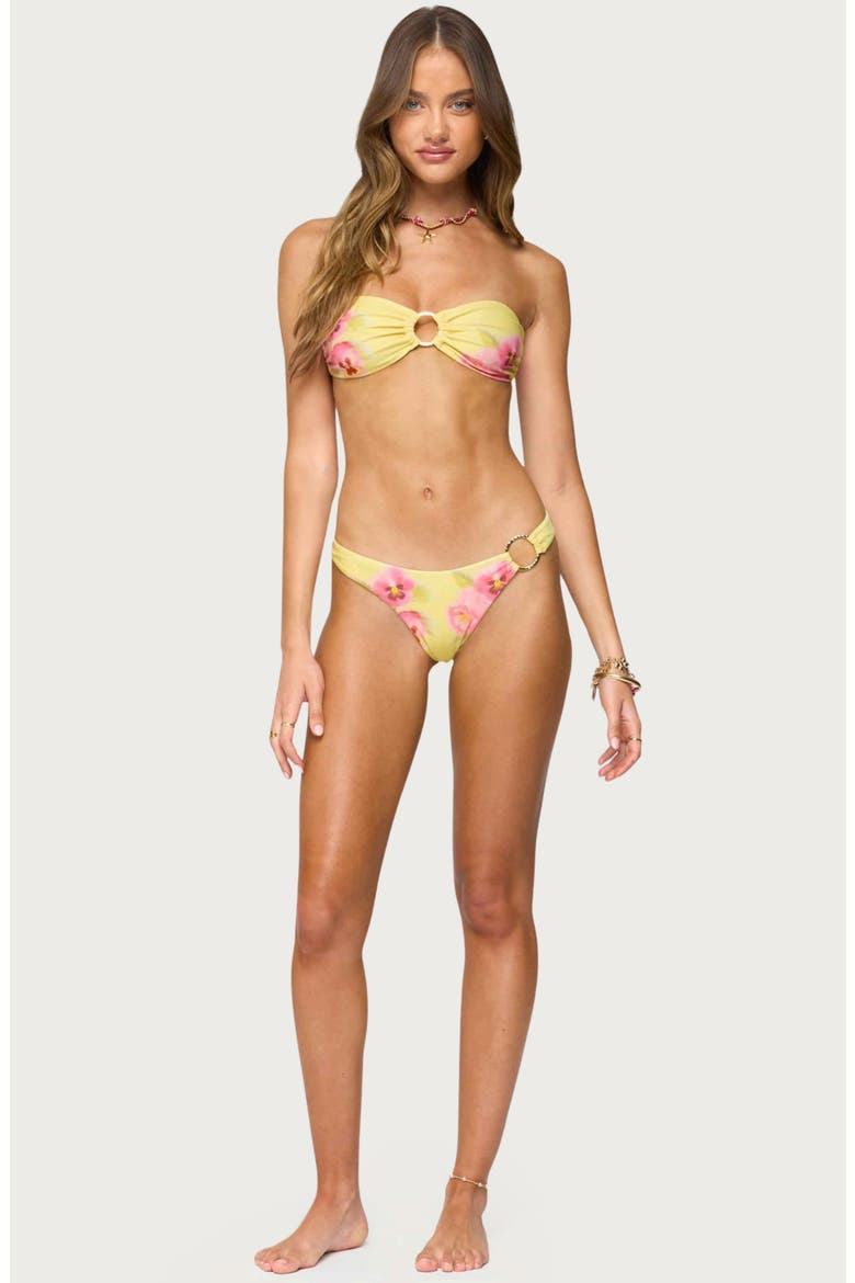 Miley Floral Bandeau Bikini Top, Alternate, color, YELLOW