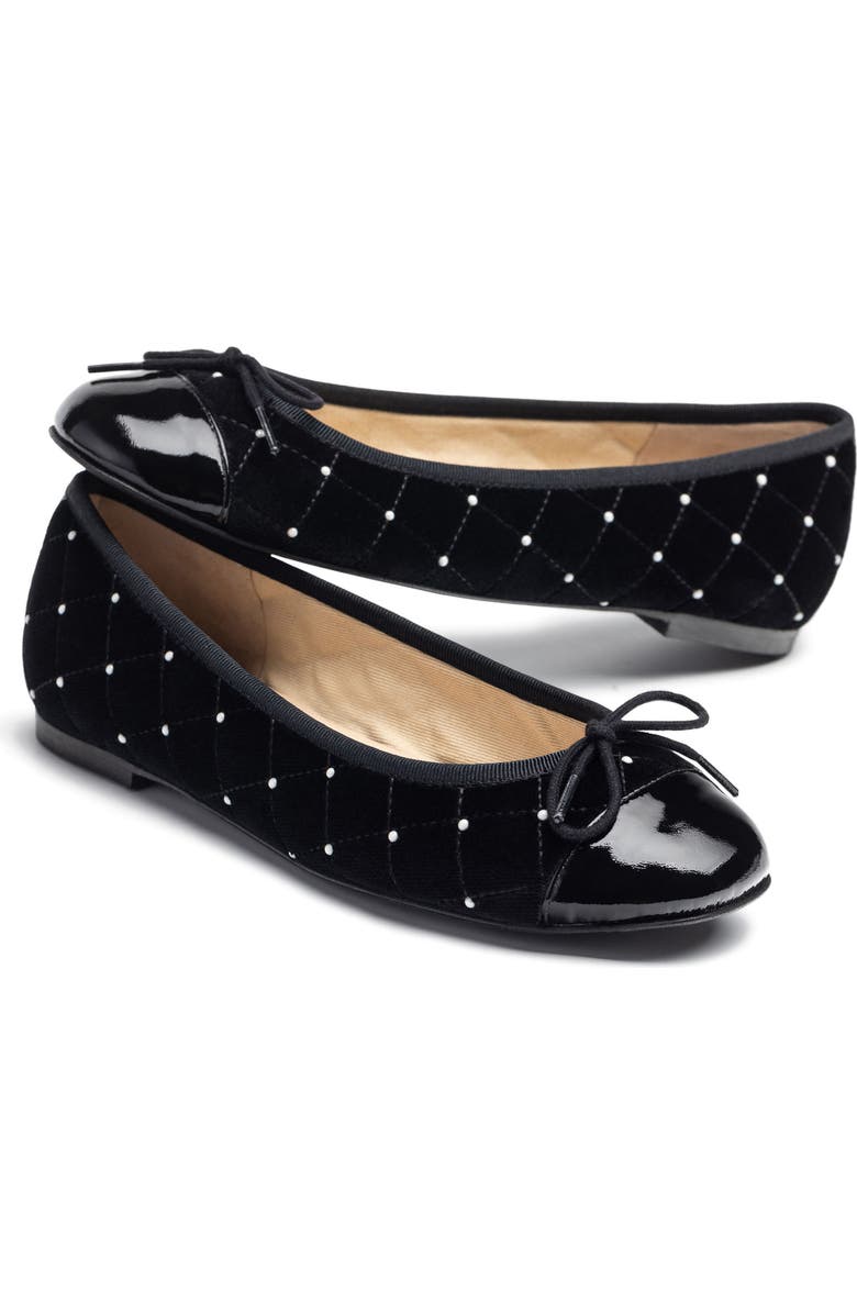 Jon Josef Belle Imitation Pearl Quilted Velvet Ballet Flat, Alternate, color,