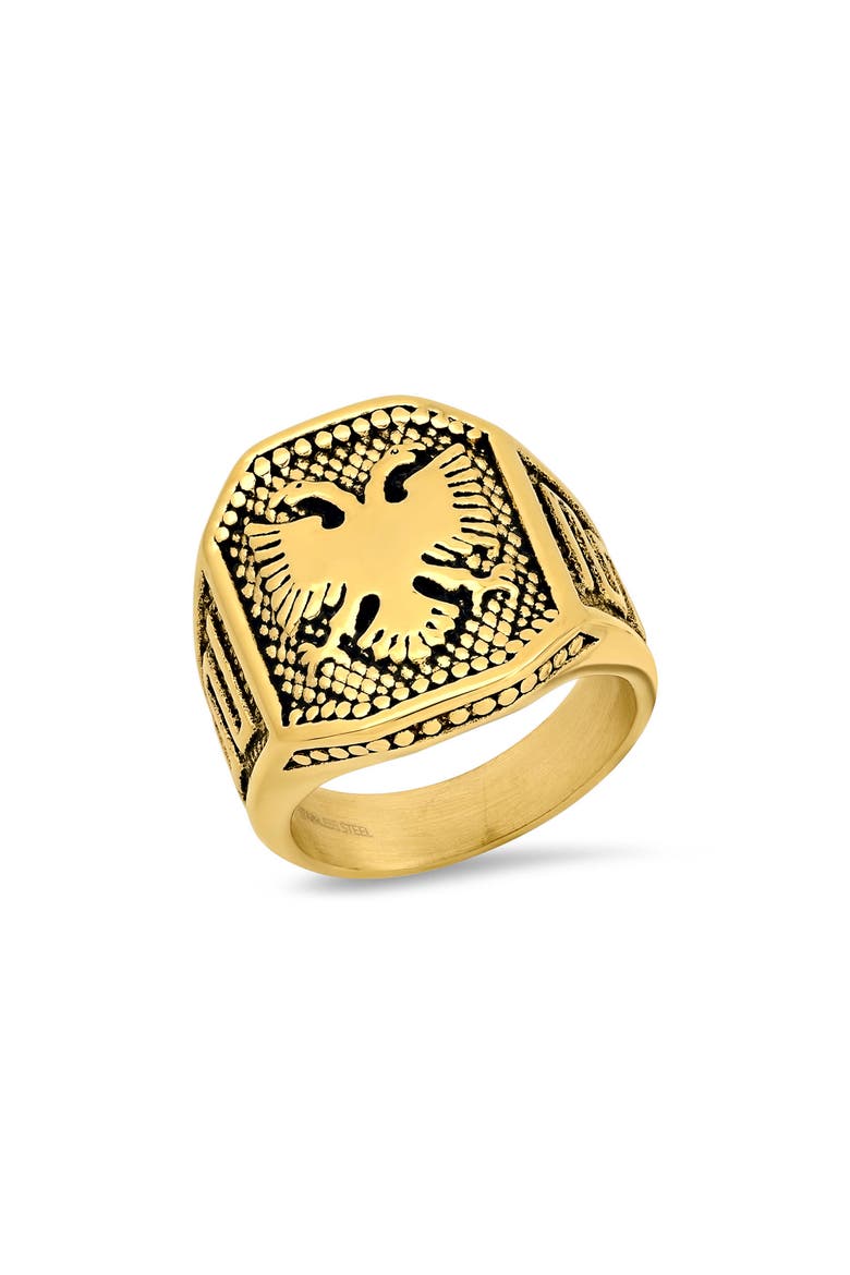 Men's 18k Gold Plated Signet Ring, Main, color, GOLD