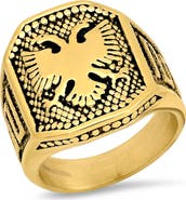 STEELTIME Men's 18k Gold Plated Signet Ring