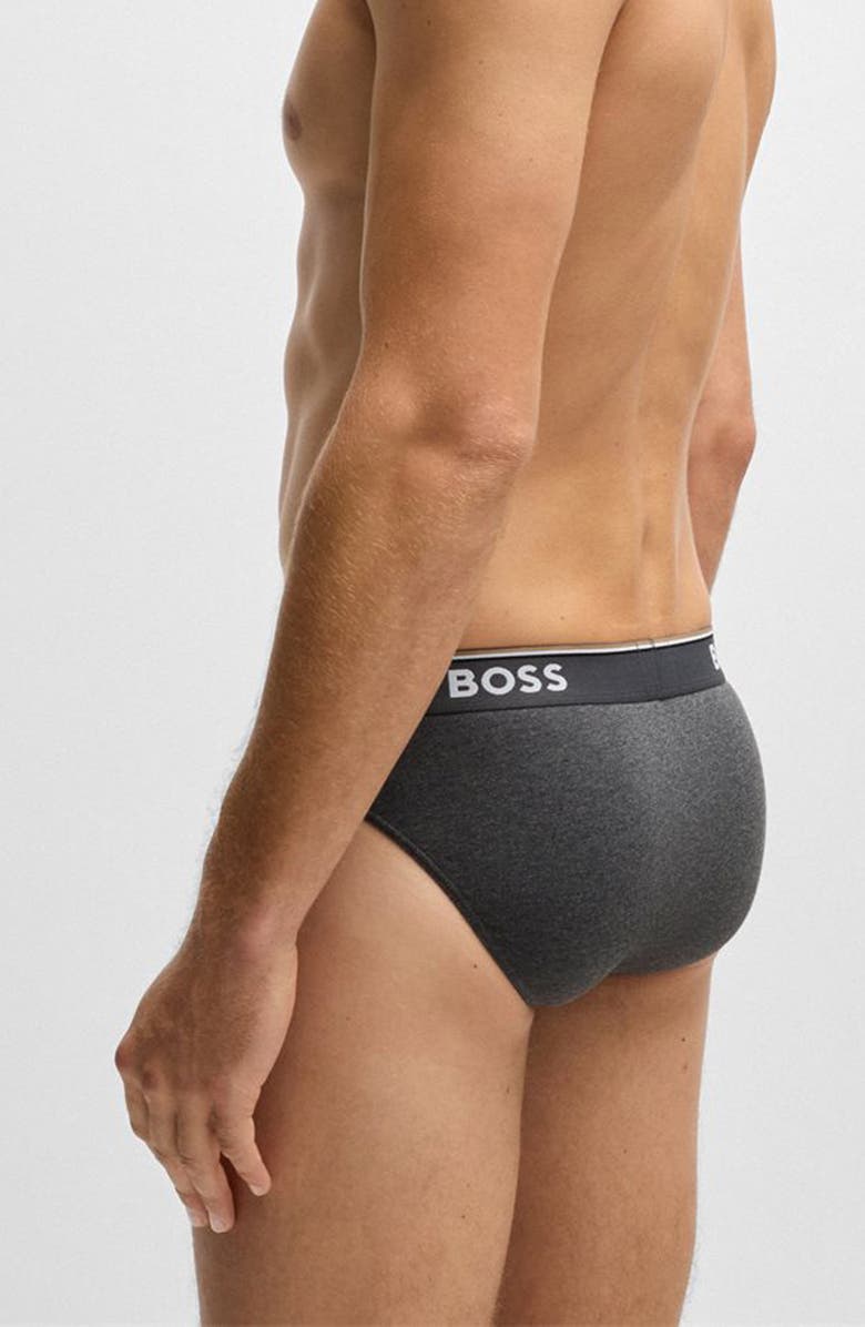 BOSS Assorted 3-Pack Power Stretch Cotton Briefs, Alternate, color, Open Grey
