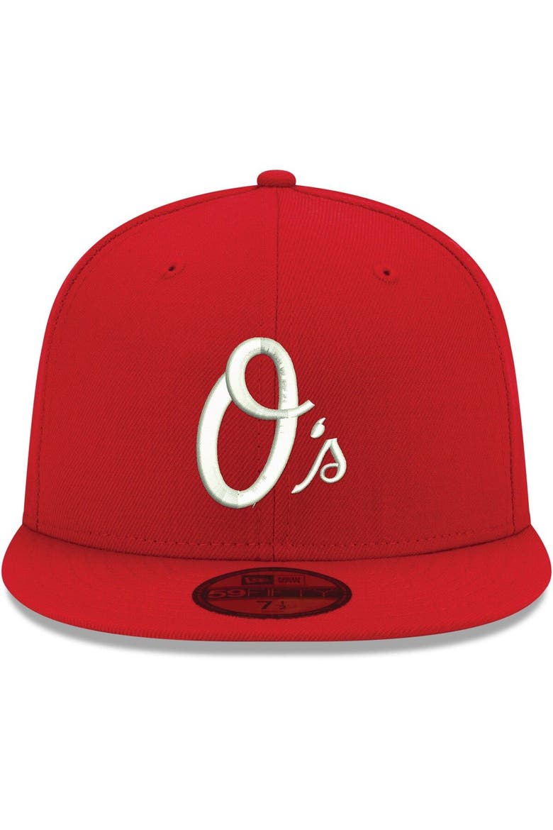 Men's New Era Red Baltimore Orioles White Logo 59FIFTY Fitted Hat, Alternate, color, Red