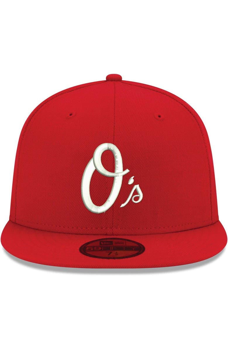 New Era Men's New Era Red Baltimore Orioles White Logo 59FIFTY Fitted Hat, Alternate, color, Red