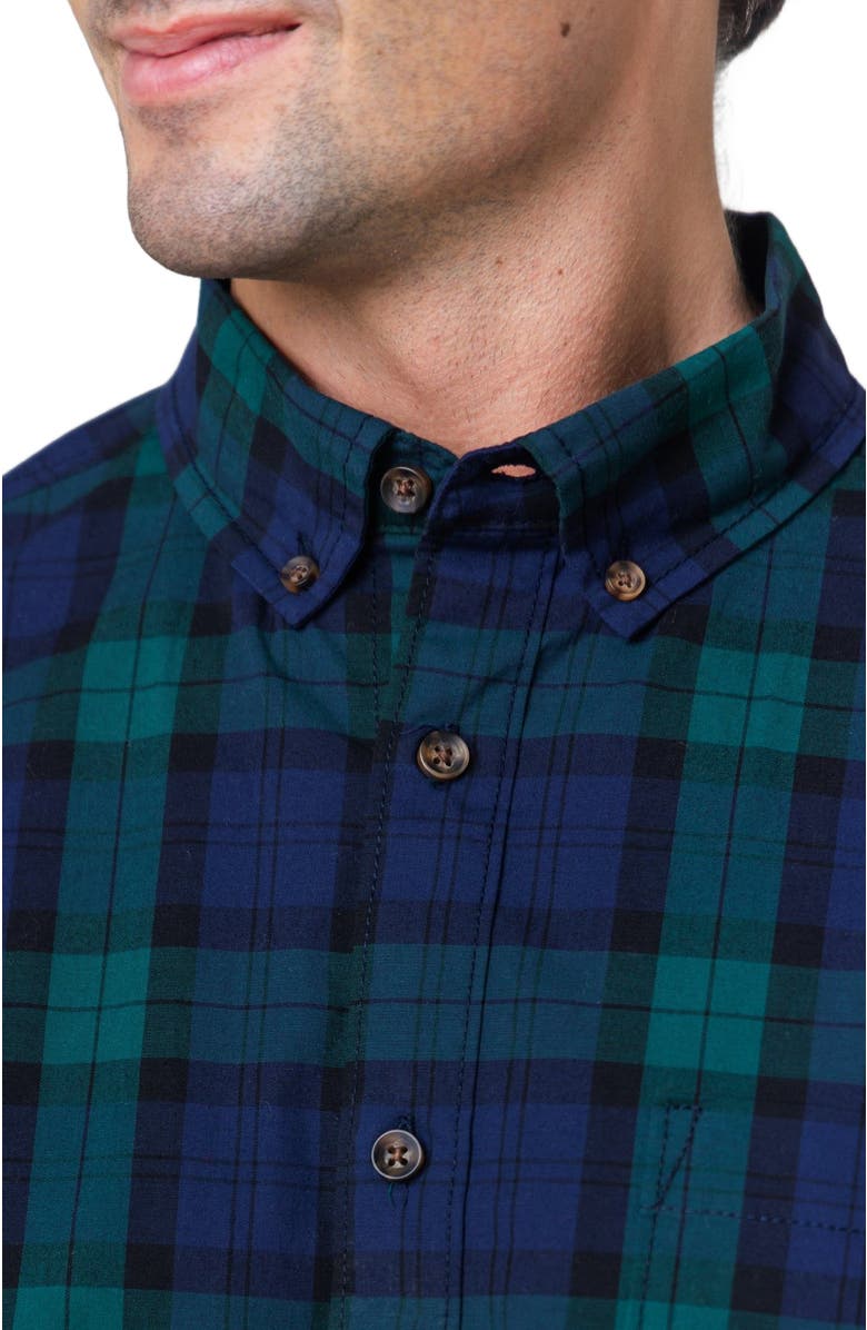 Hope & Henry Men's Organic Stretch Poplin Shirt, Alternate, color, Black Watch Tartan