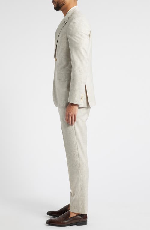 Jack Victor Mason Contemporary Fit Tan Glen Plaid Super 150s Wool Suit In Sand
