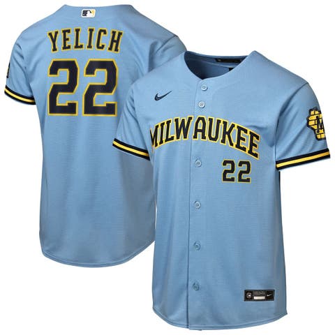 Youth Nike Christian Yelich Powder Blue Milwaukee Brewers Road Stadium Jersey
