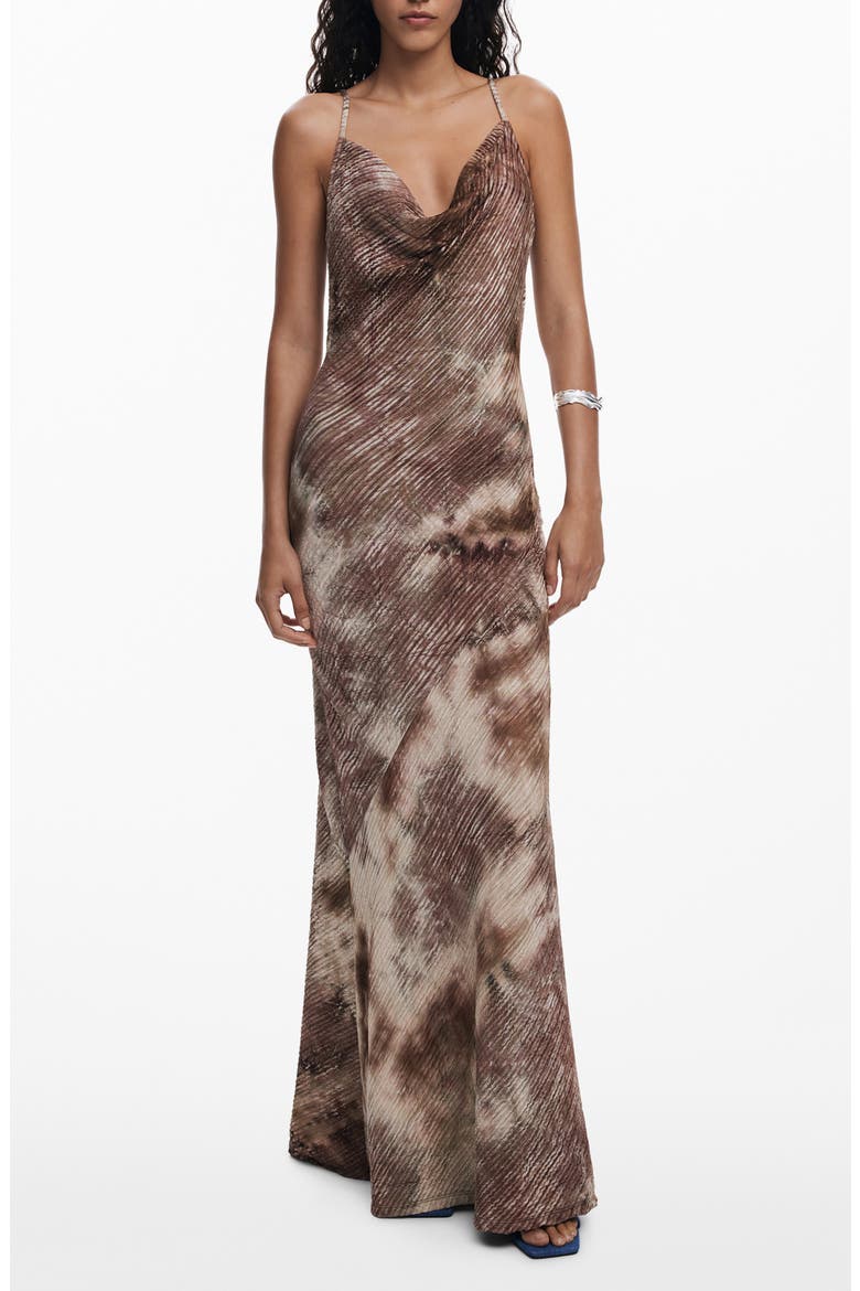 Cowl Neck Ribbed Maxi Dress, Main, color, BROWN
