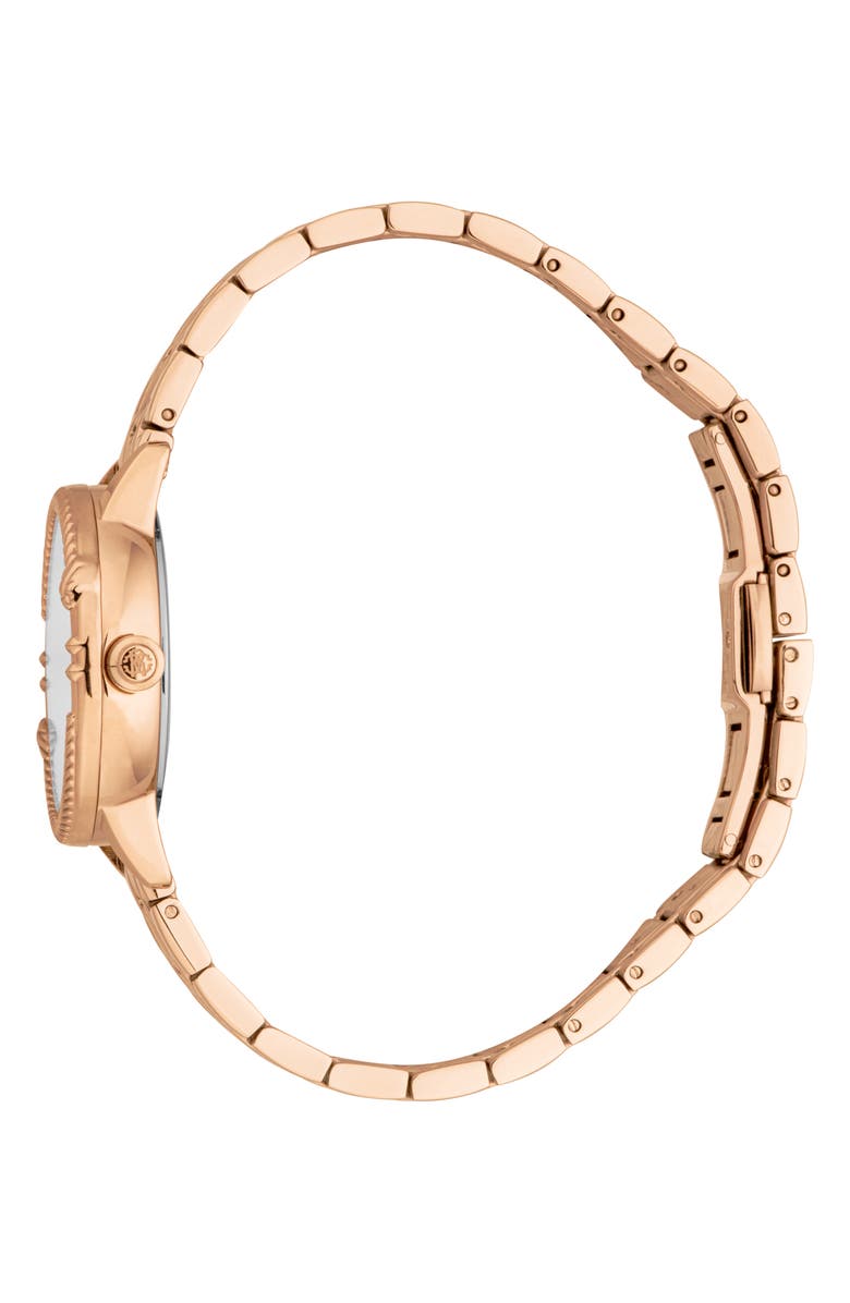 Roberto Cavalli Textured Crystal Quartz Bracelet Watch, 30mm, Alternate, color, Rose Gold