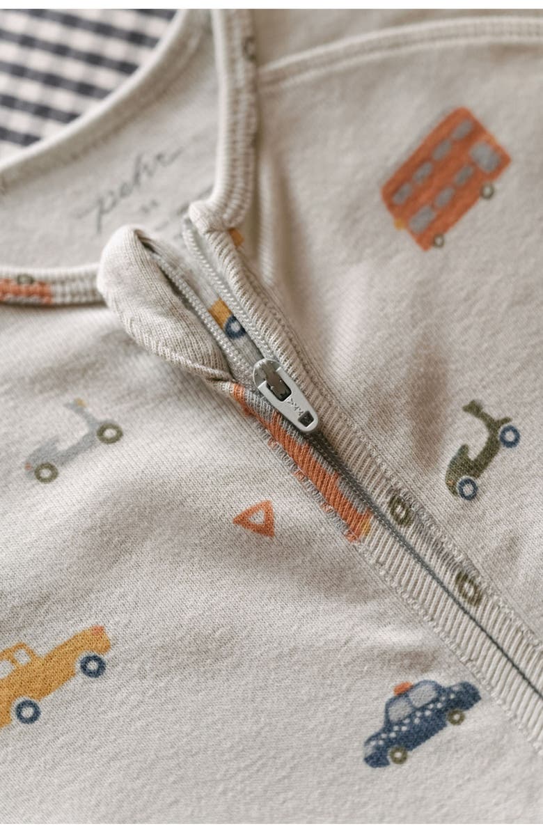 Pehr Print Rib Organic Cotton Footie, Alternate, color, Rush Hour Mist