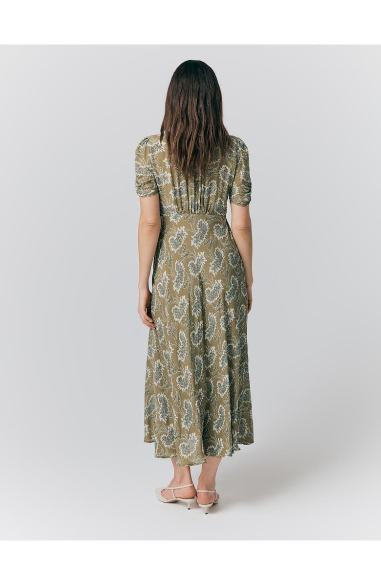 Ghost London Flo Floral Midi Tea Dress, Alternate, color, Olive Cluster Floral
