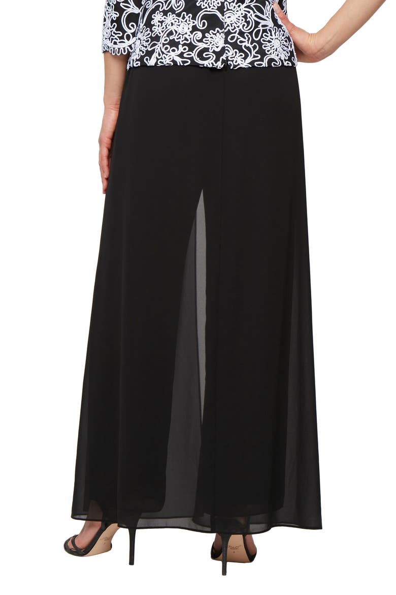 Wide Leg Pants with Mesh Skirt Overlay, Alternate, color, BLACK