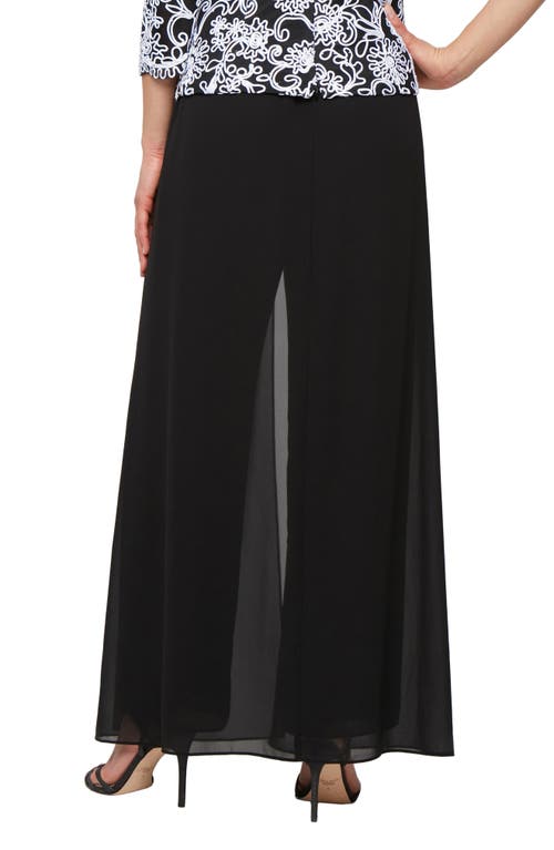 Alex Evenings Wide Leg Pants With Mesh Skirt Overlay In Black