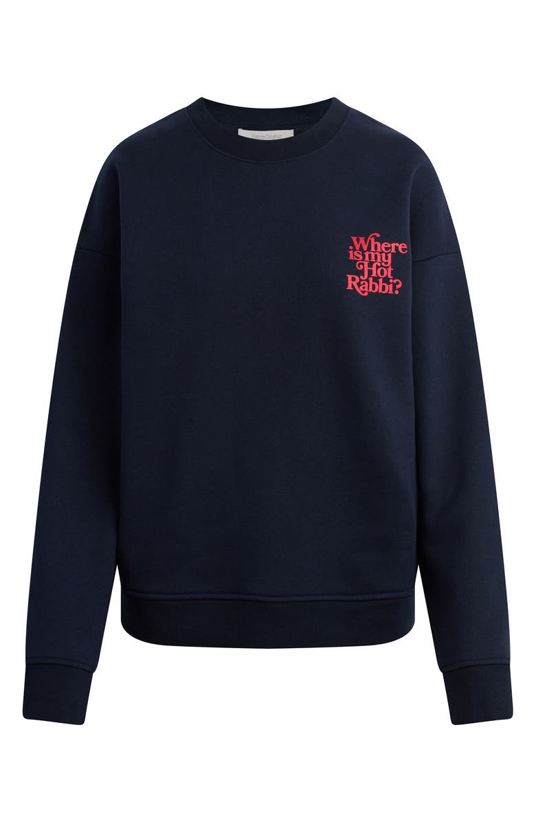 Favorite Daughter x 'Nobody Wants This' Hot Rabbi Crewneck Sweatshirt, Alternate, color, Navy