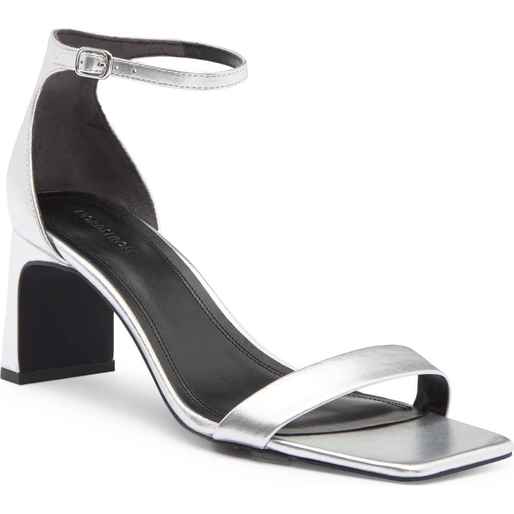 Nordstrom Naiomi Ankle Strap Sandal In Silver Metallic