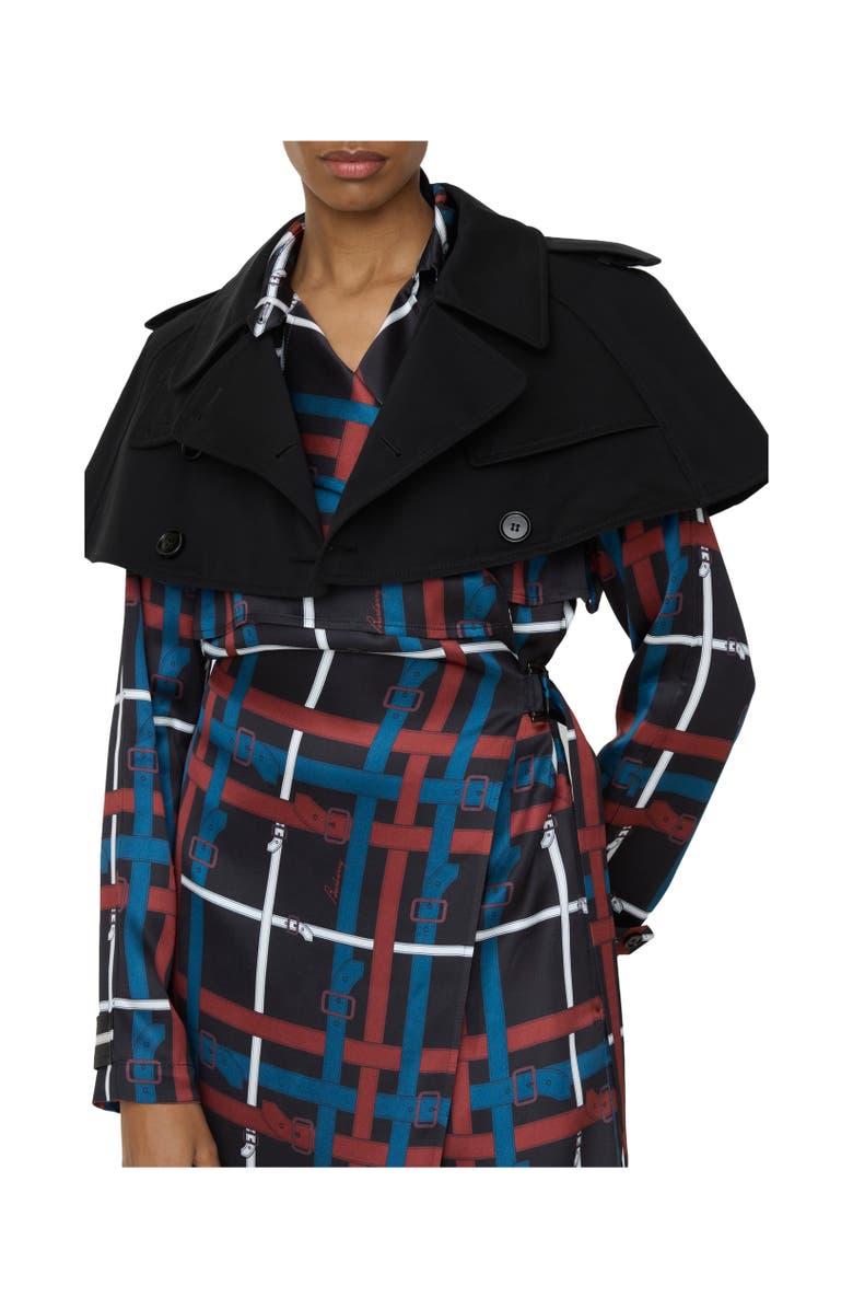Burberry Gabardine Trench Capelet, Alternate, color, Black