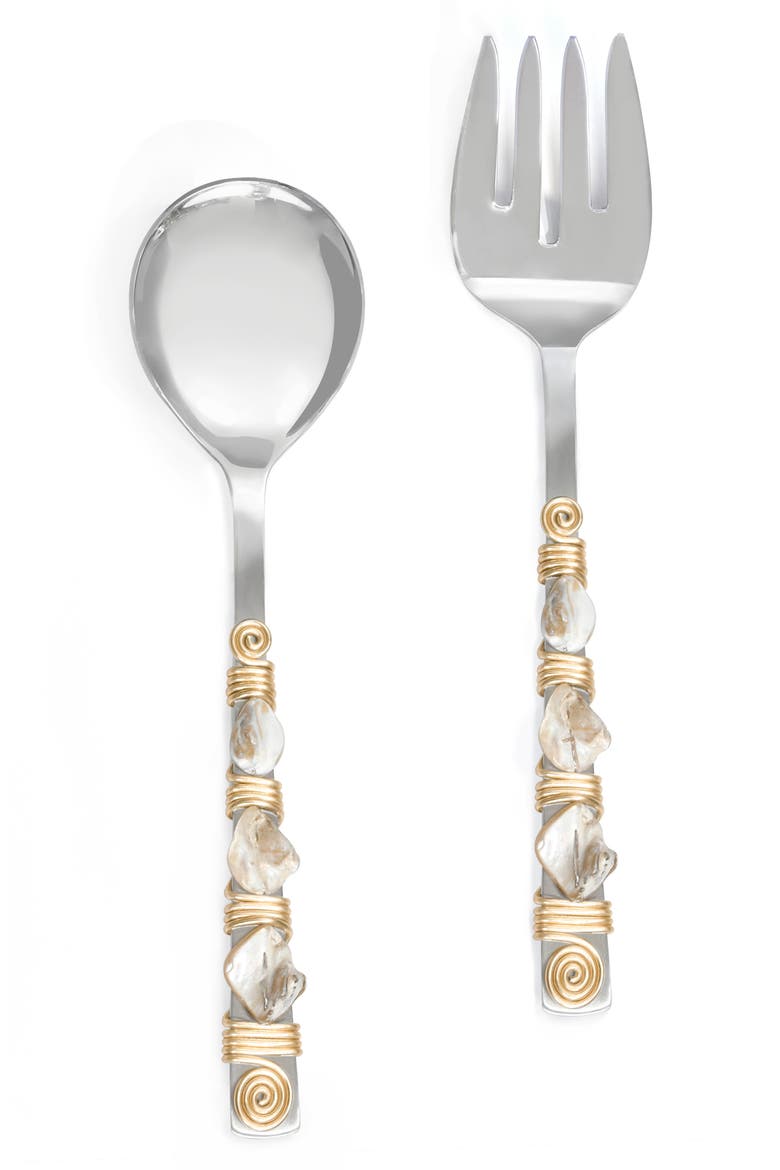 Mother-of-Pearl 2-Piece Salad Serving Set, Main, color, IVORY/ GOLD