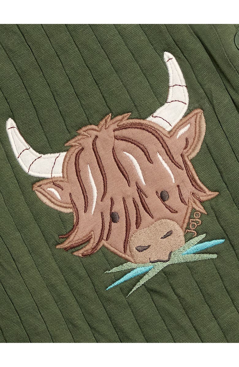 JOJO MAMAN BEBE Highland Cow Print T-Shirt & Appliqué Overalls Set, Alternate, color, Khaki