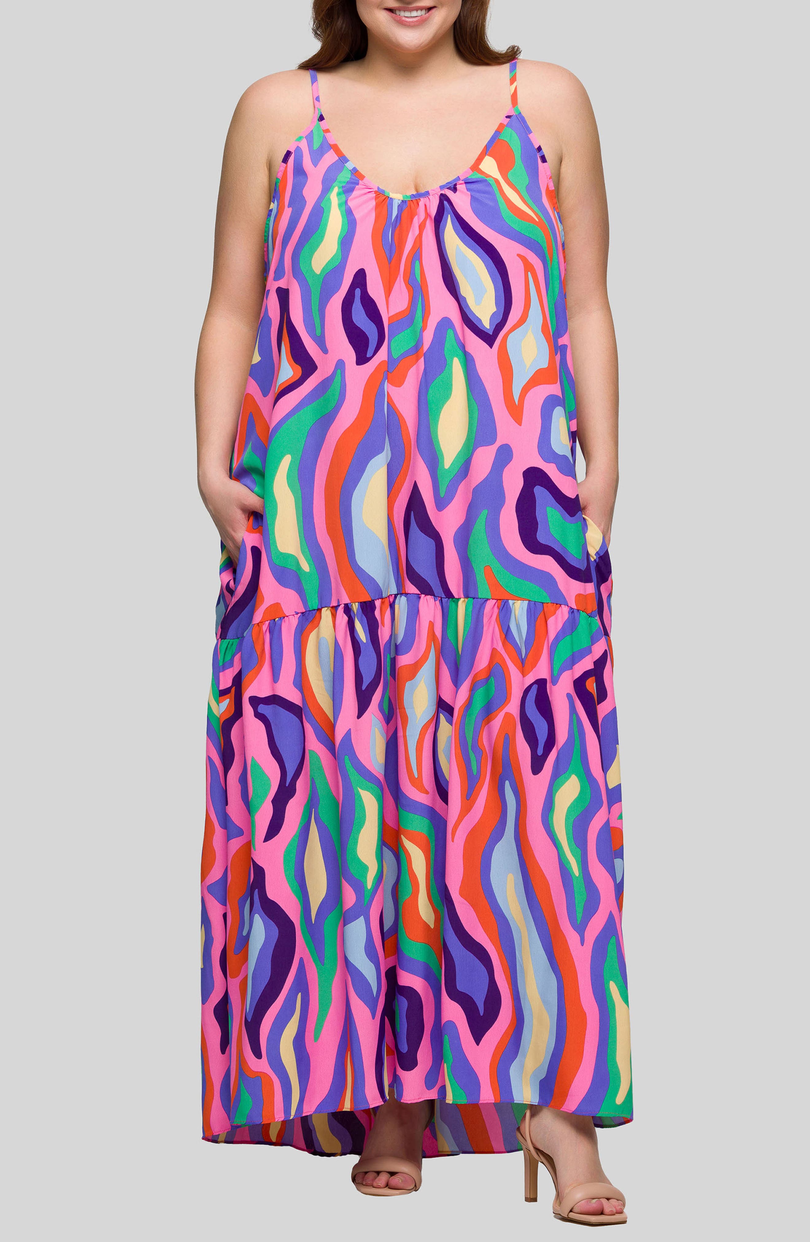 24SEVEN COMFORT APPAREL 24SEVEN COMFORT APPAREL PRINTED JERSEY MAXI DRESS