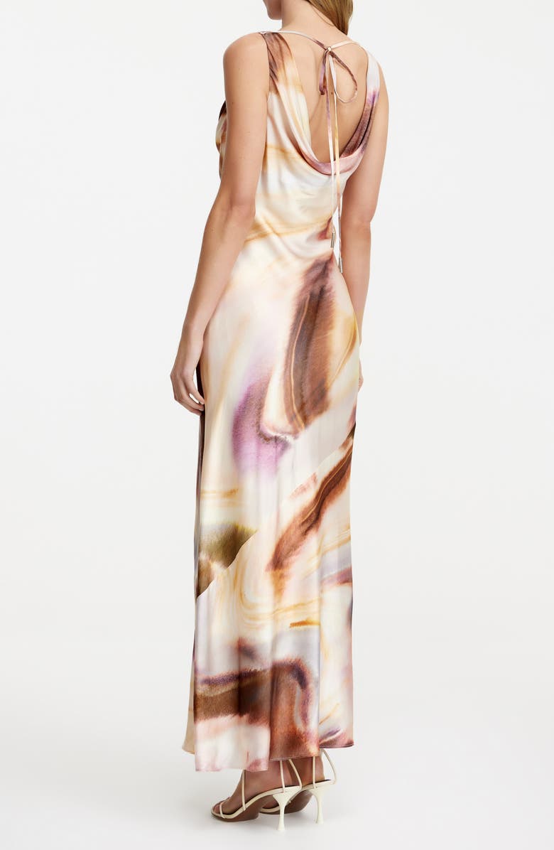 Significant Other Lacey Abstract Print Satin Maxi Dress, Alternate, color, Copper Watercolour