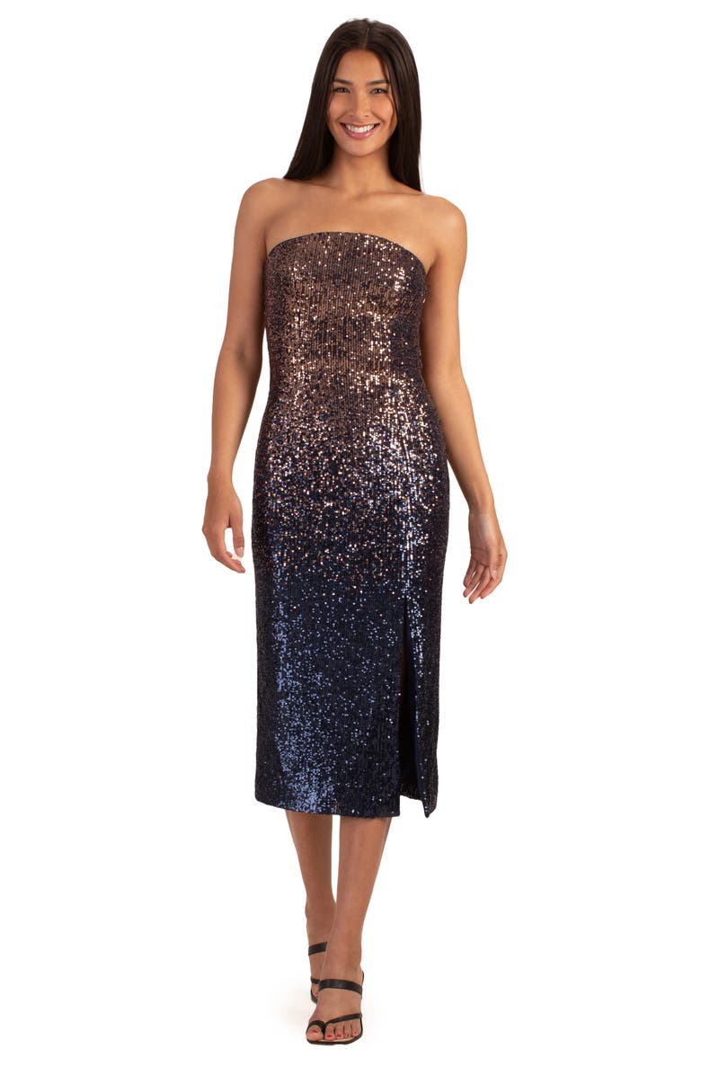 Trina Turk Stella Strapless Ombré Sequin Cocktail Dress, Alternate, color, 