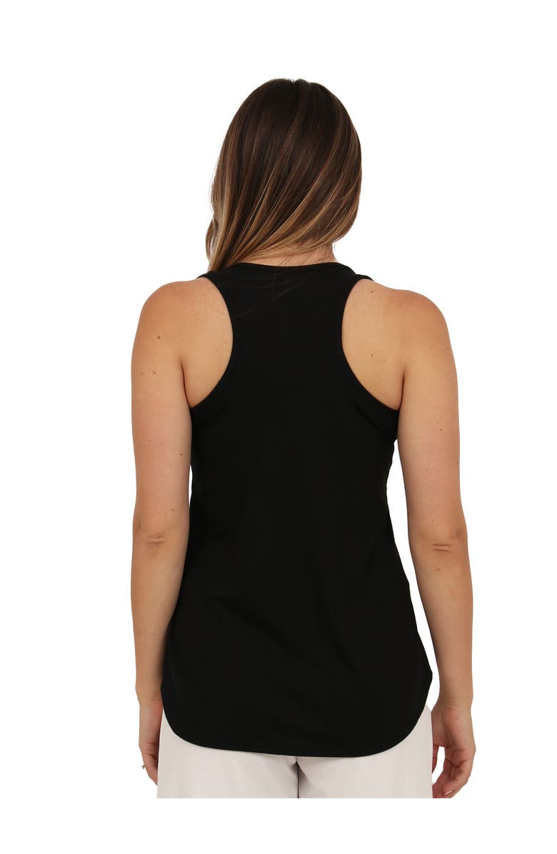 24seven Comfort Apparel Womens Basic Ribbed Knit Sleeveless Scoop Neck Long Flared Tank Top, Alternate, color, Black