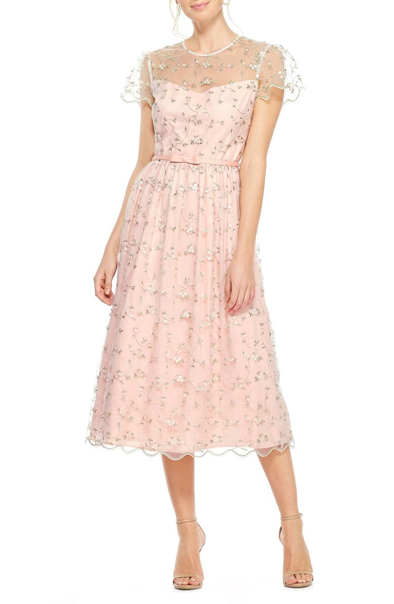 Gal Meets Glam Collection Penelope Baby Bud Embroidered Fit & Flare Midi Dress | Nordstrom Gal Meets Glam Collection Penelope Baby Bud Embroidered Fit & Flare Midi Dress | Nordstrom