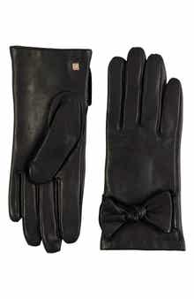 Bruno Magli Cashmere Lined Leather Bow Gloves
