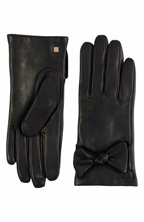 Bruno Magli Cashmere Lined Leather Bow Gloves