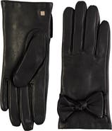 Bruno Magli Cashmere Lined Leather Bow Gloves
