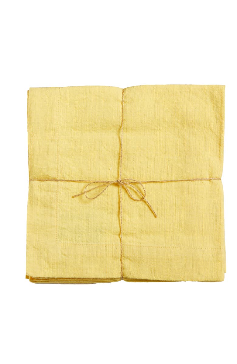 tag Threads Slub Yellow Cloth Napkins Set of Four Everyday Use, Main, color, Yellow