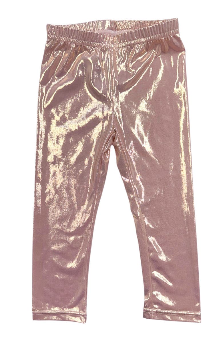 Petite Maison Kids Vegan Metallic Leather Leggings, Main, color, Metallic Pink