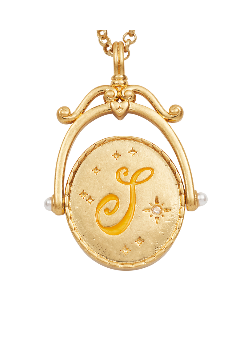 S Initial Sunflower Gold Spinner Chain Necklace, Alternate, color, Gold