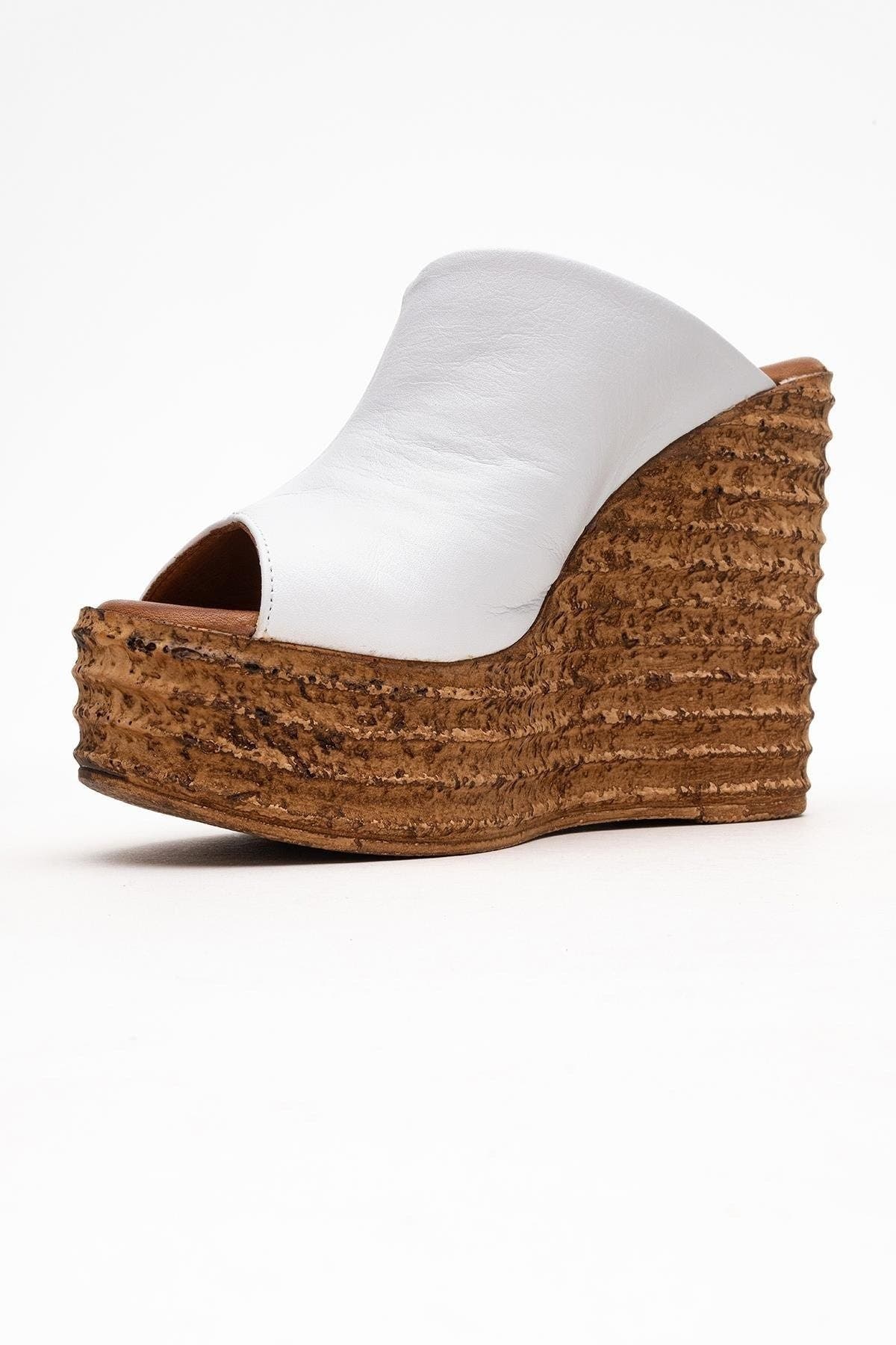 Forever & Always Shoes Nelly Leather Platform Sandal, Alternate, color, White Leather