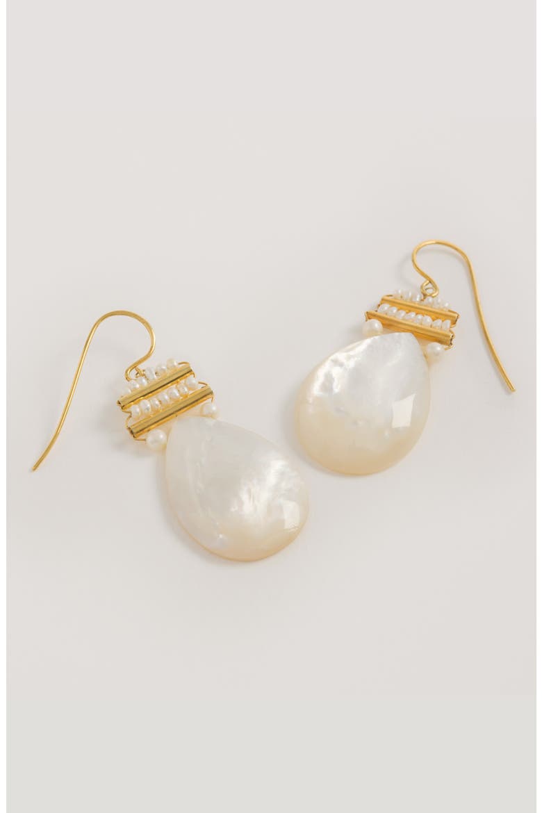 Pearl and Mother of Pearl Pear Drops, Alternate, color, Gold