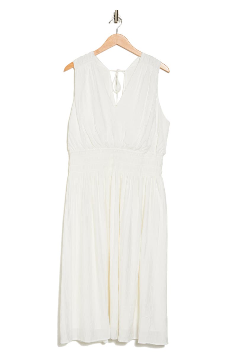 T Tahari Smocked Waist Crinkle Maxi Dress, Alternate, color, White