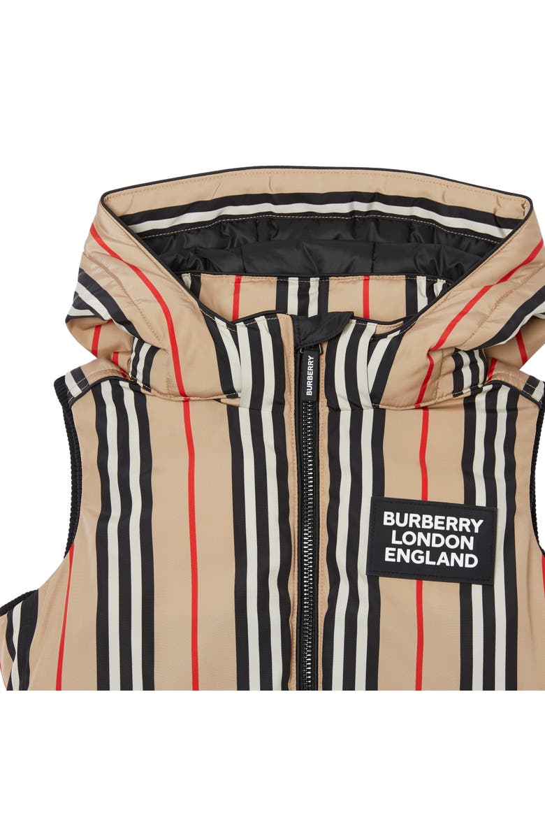Burberry Leroy Stripe Down Hooded Vest, Alternate, color,